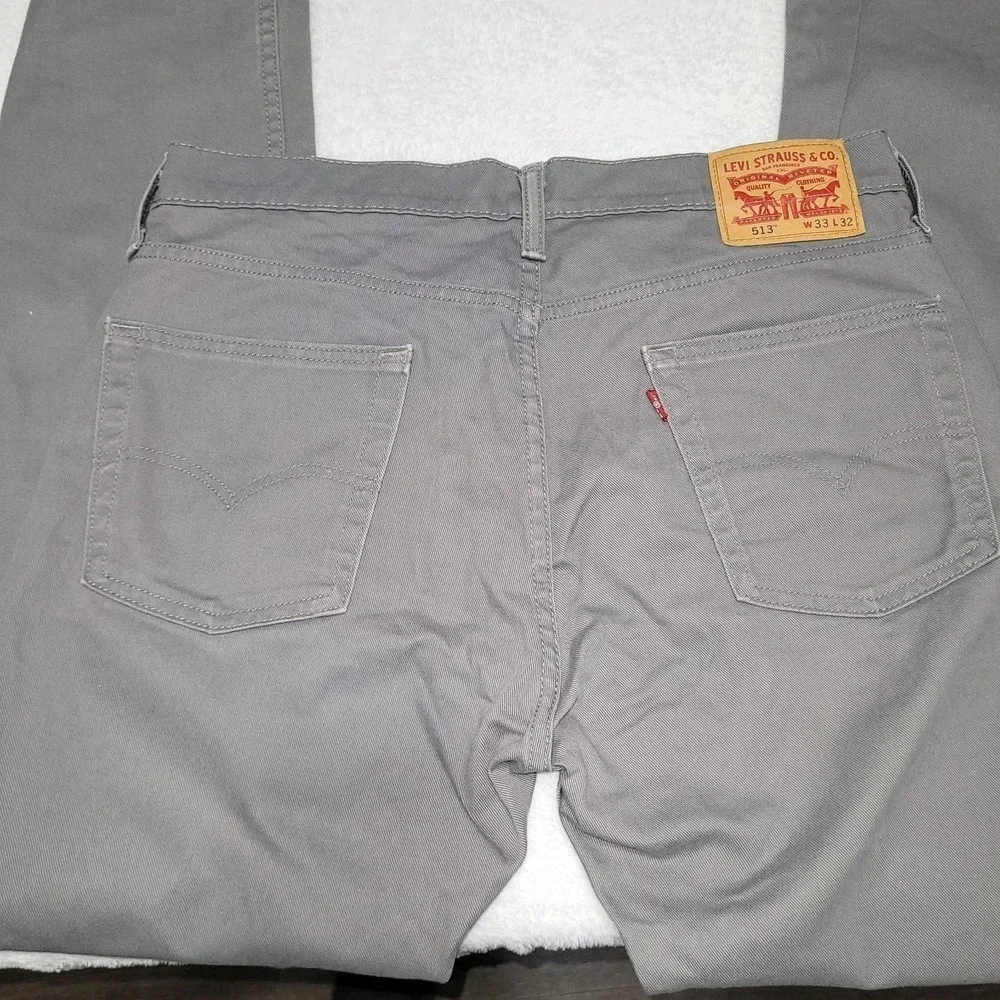 Levis 513 Jeans Men 33x32 Gray Slim Straight Leg Denim Pants